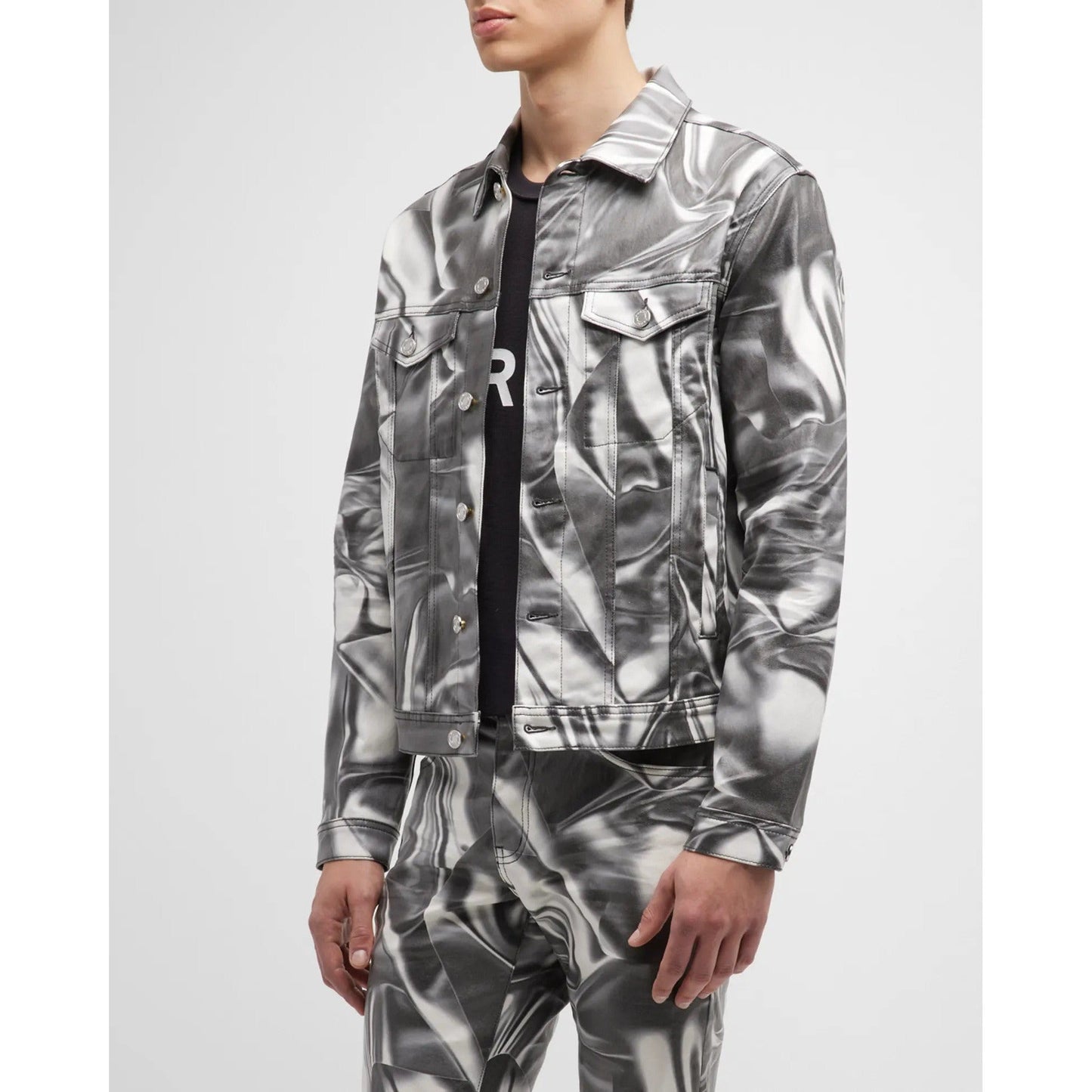 PURPLE Men's Digital Wrinkle - Print Trucker Jacket - Lucid Soles