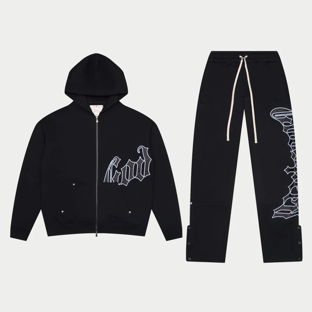 GODSPEED OG Logo Sweatsuit V2 (Blk/Light Blue) - Lucid Soles