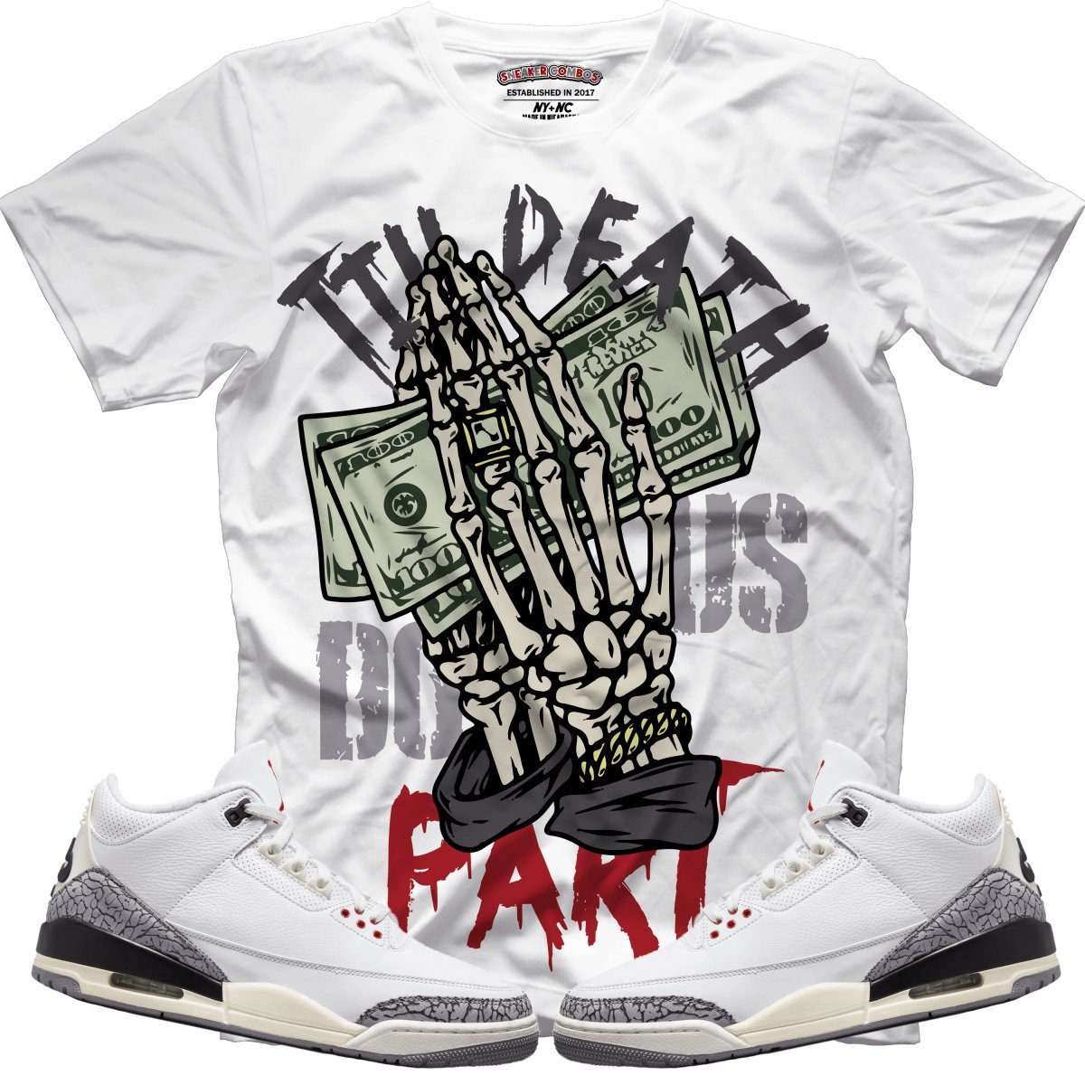 Till Death Do Us Part (Retro 3 White Cement) T-Shirt - Lucid Soles