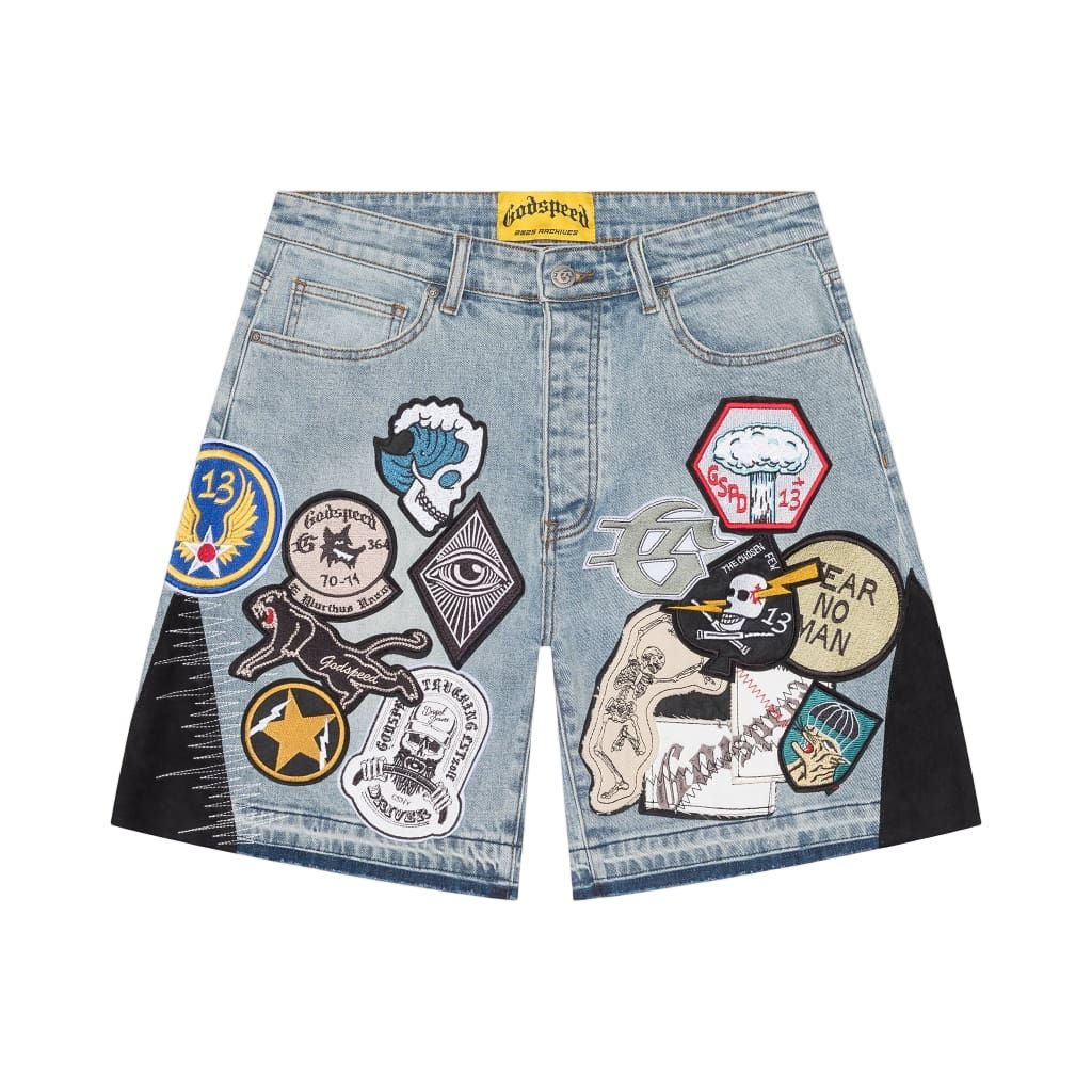 Godspeed Patchwork Denim Shorts V2 Blue - Lucid Soles