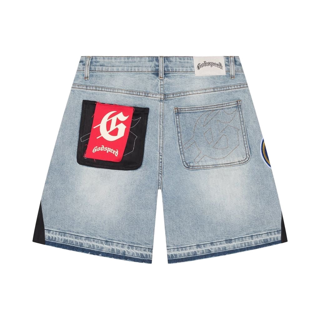 Godspeed Patchwork Denim Shorts V2 Blue - Lucid Soles