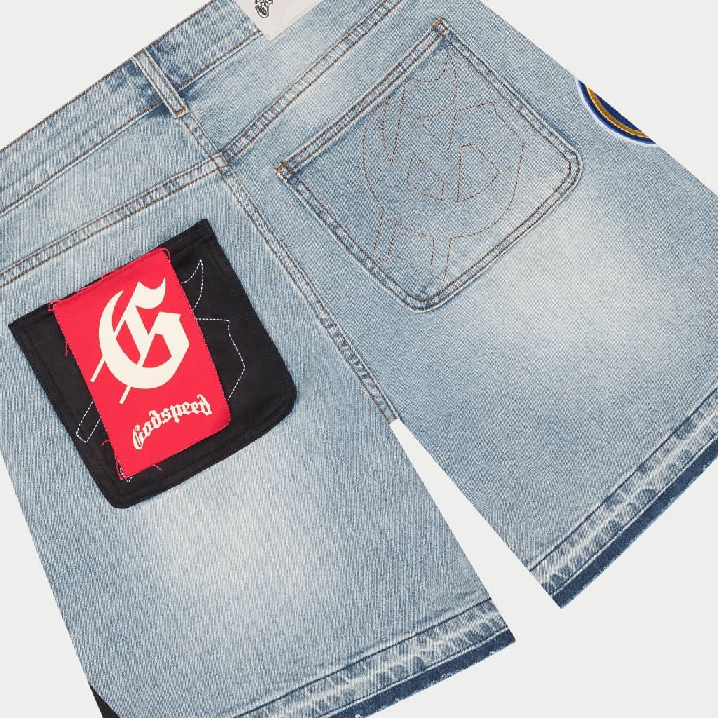 Godspeed Patchwork Denim Shorts V2 Blue - Lucid Soles