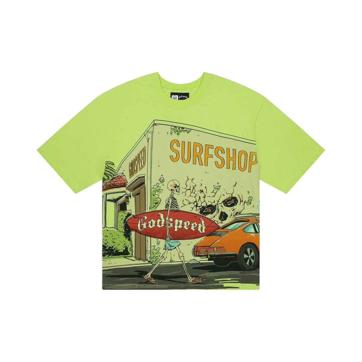 Godspeed GS Surf Shop T-Shirt Lime - Lucid Soles