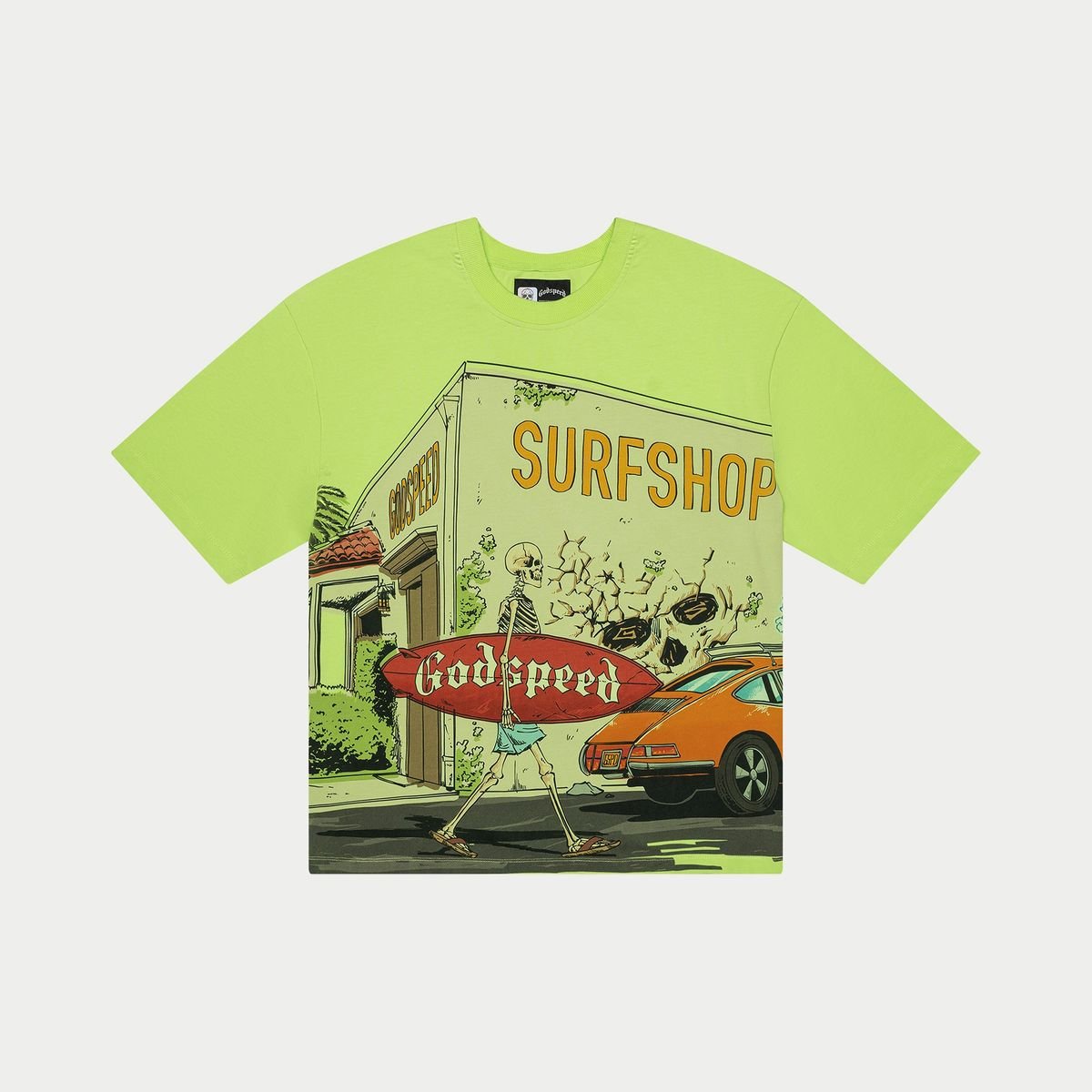 Godspeed GS Surf Shop T-Shirt Lime - Lucid Soles