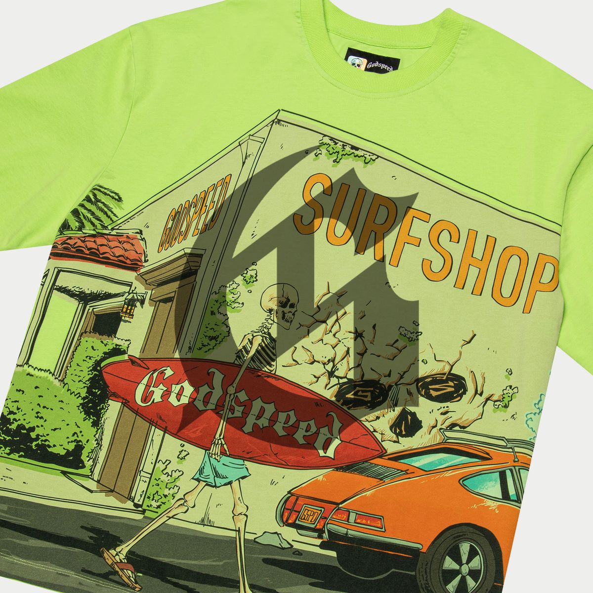 Godspeed GS Surf Shop T-Shirt Lime - Lucid Soles