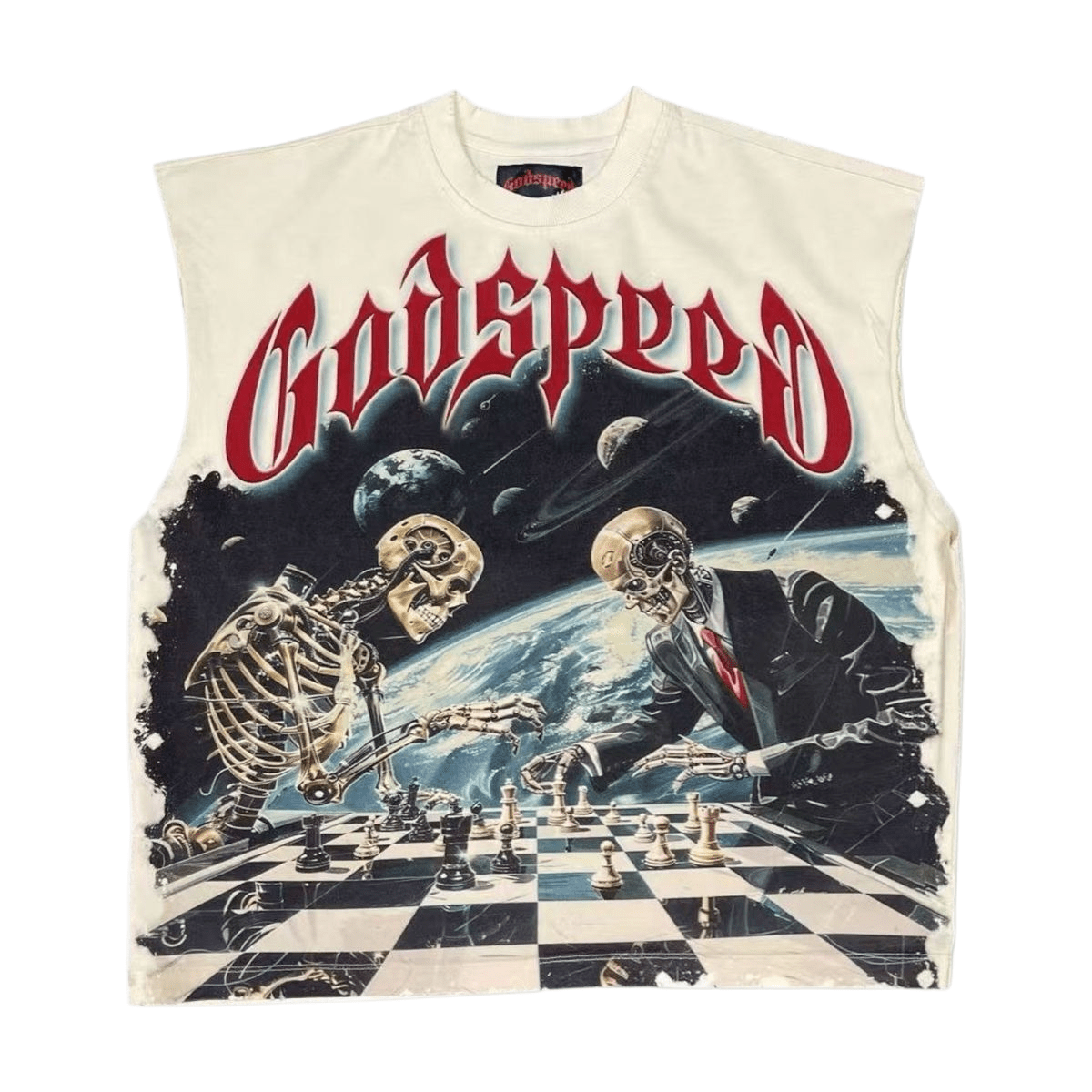 Godspeed Checkmate Sleeveless T-Shirt Bone - Lucid Soles
