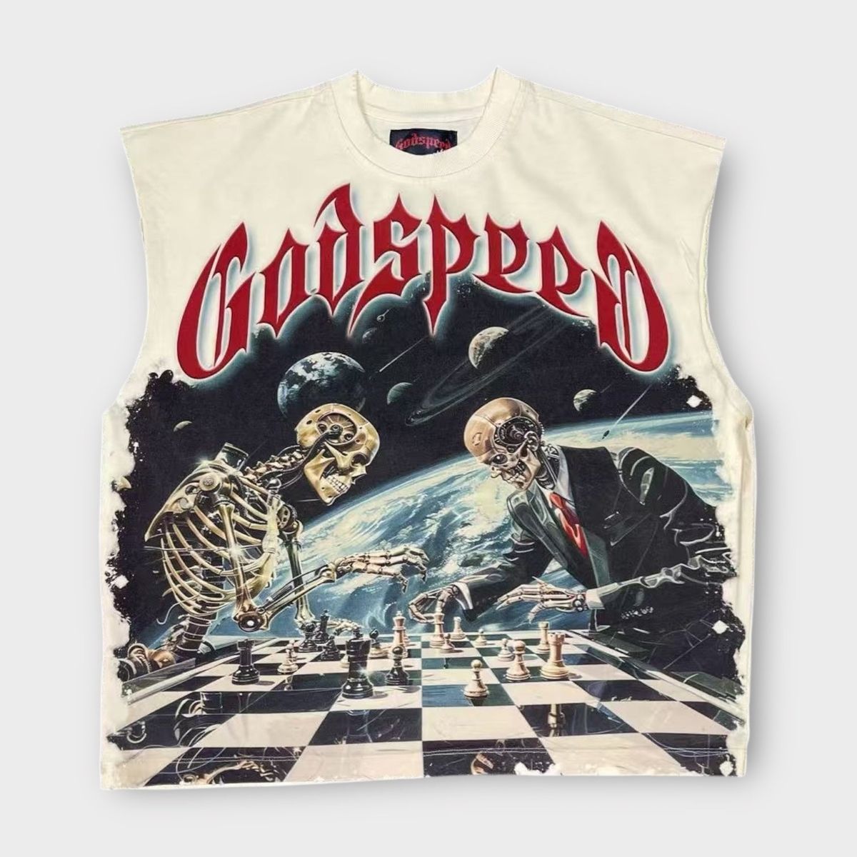Godspeed Checkmate Sleeveless T-Shirt Bone - Lucid Soles