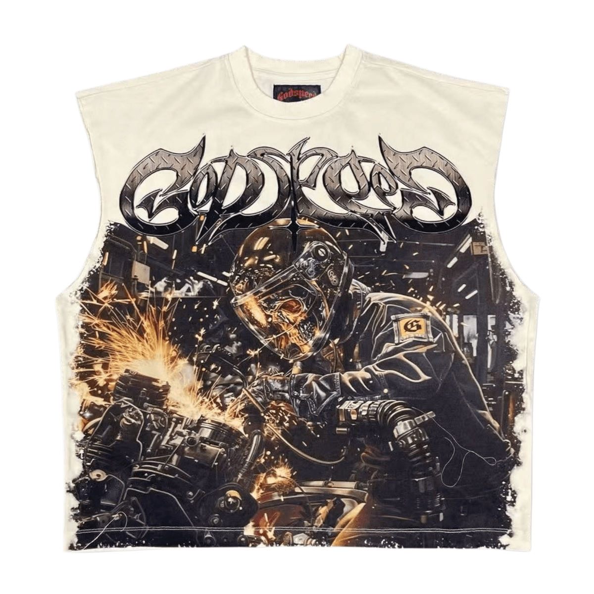 Godspeed Steel Sharpens Steel Sleeveless T-Shirt Bone - Lucid Soles