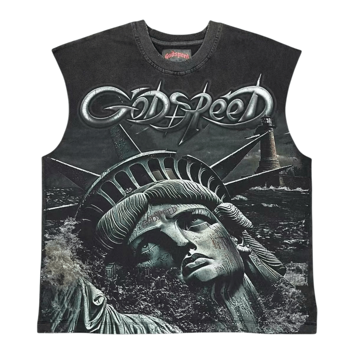 Godspeed Sunken Liberty 2 Sleeveless T-Shirt Black Wash - Lucid Soles