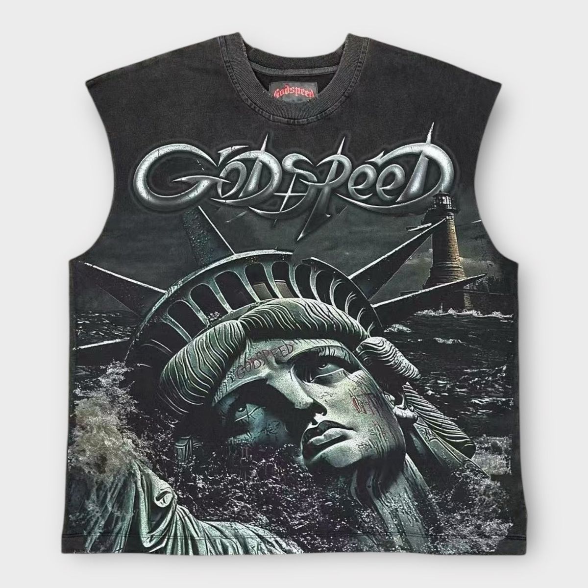 Godspeed Sunken Liberty 2 Sleeveless T-Shirt Black Wash - Lucid Soles