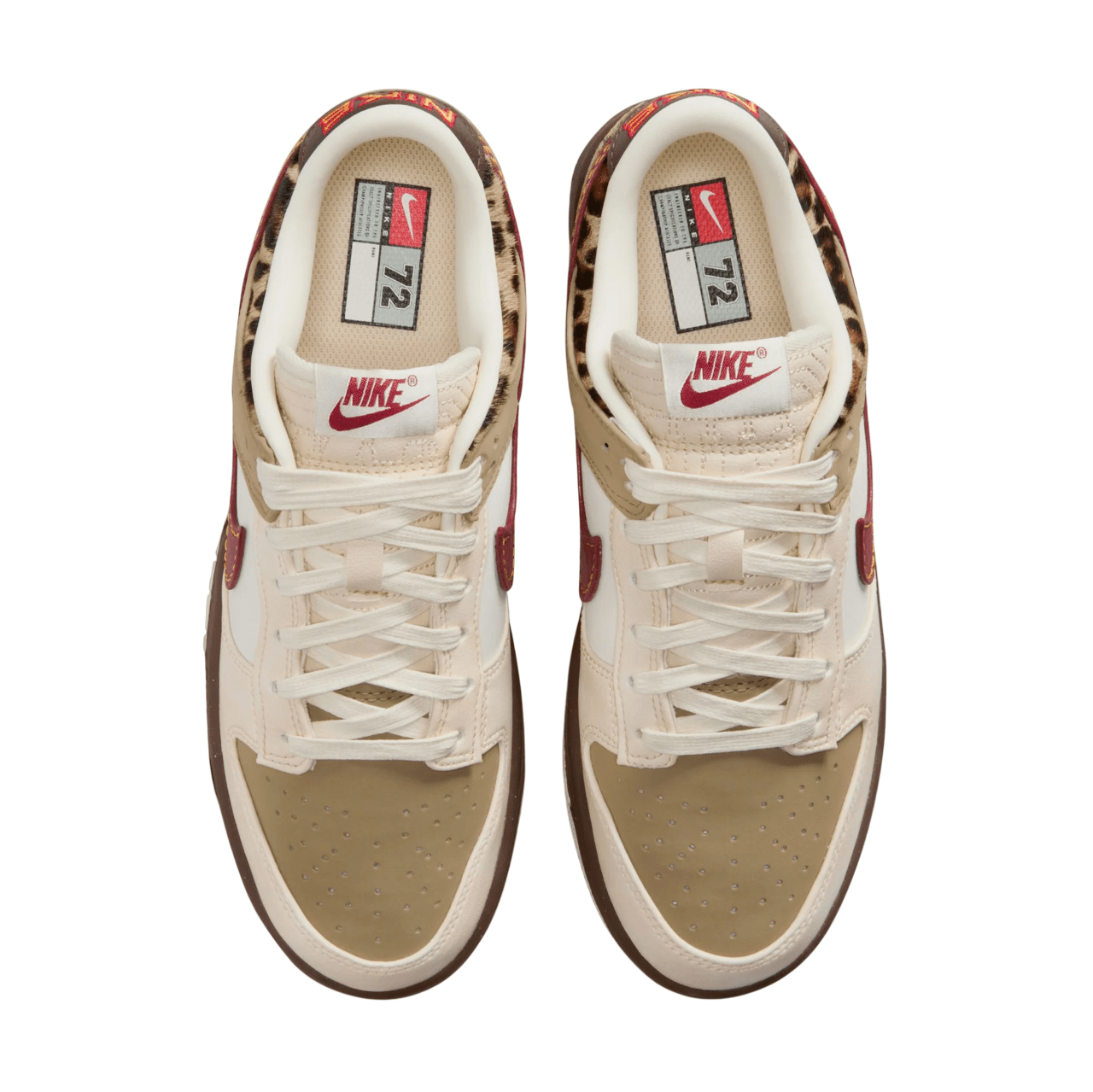 NIKE DUNK LOW RETRO "KHAKI TEAM RED PEARL WHITE LEOPARD" (WOMEN) - Lucid Soles