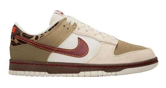 NIKE DUNK LOW RETRO "KHAKI TEAM RED PEARL WHITE LEOPARD" (WOMEN) - Lucid Soles