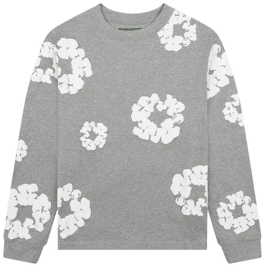 Denim Tears Long Sleeve Cotton Wreath Tee (Grey)