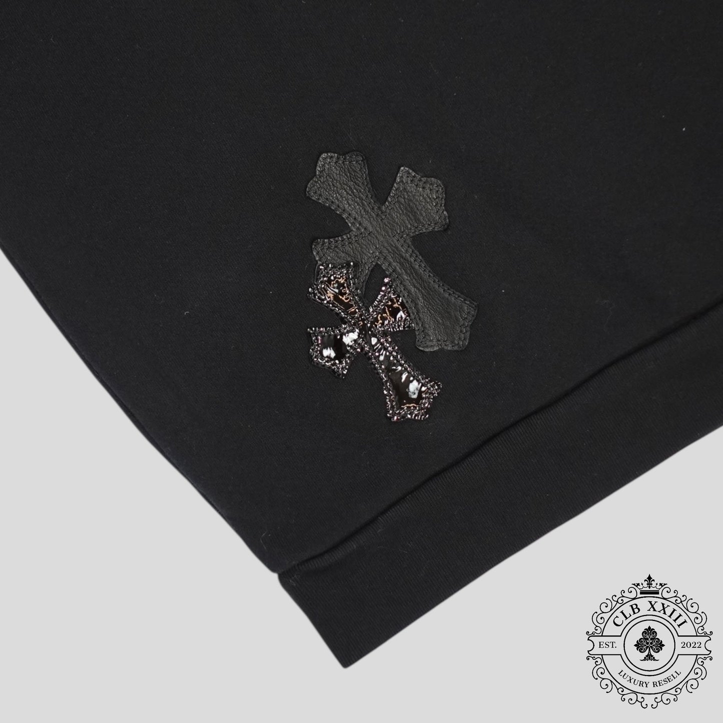 Chrome Hearts Leather Cross Patch Crewneck in Black - Lucid Soles