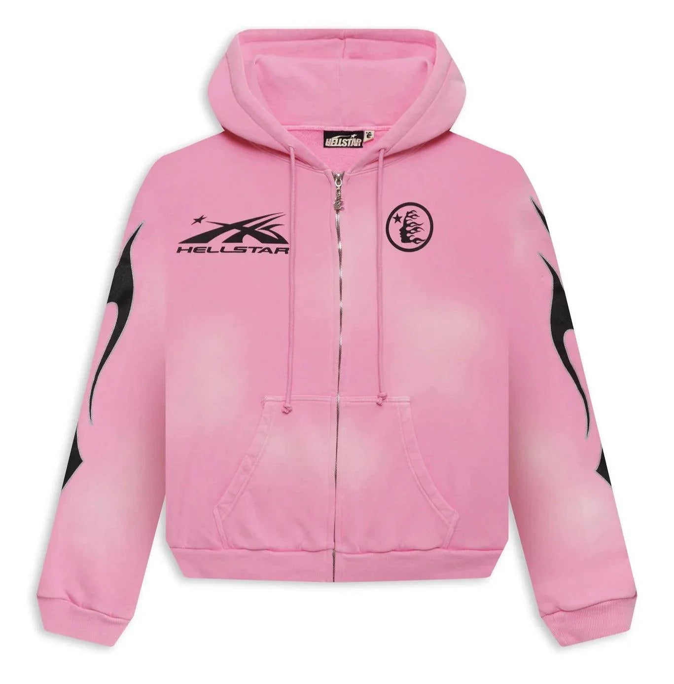 Hellstar Sports Flame Zip-Up Hoodie (Pink Valentine's Day)