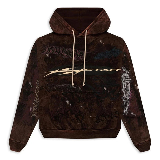 Hellstar HStar Graffiti Zip - Up Hoodie Brown - Lucid Soles