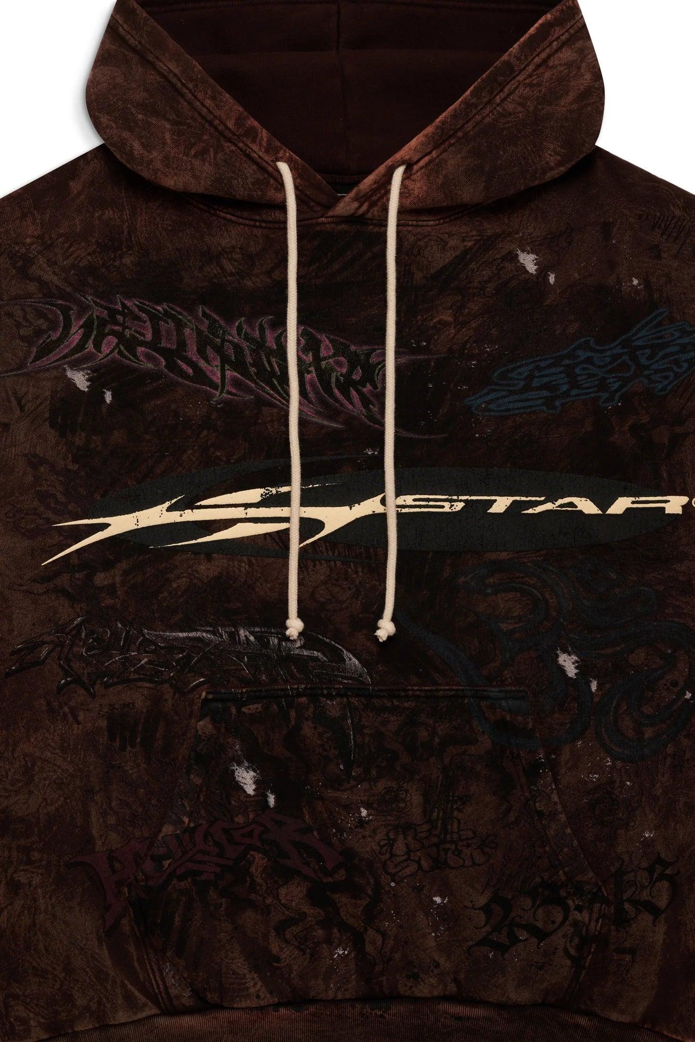 Hellstar HStar Graffiti Zip - Up Hoodie Brown - Lucid Soles