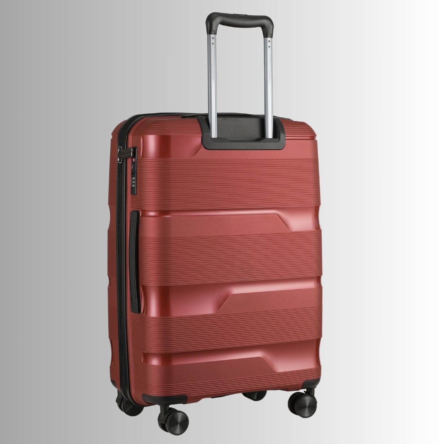 24 - inch Red Hardcase Roller Luggage with 360° Wheels & TSA Lock - Lucid Soles