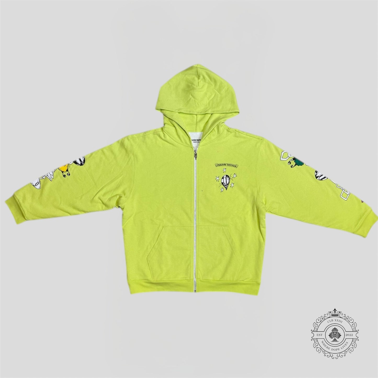 CHROME HEARTS MATTY BOY LINK ZIP UP THERMAL HOODIE (GREEN) - Lucid Soles