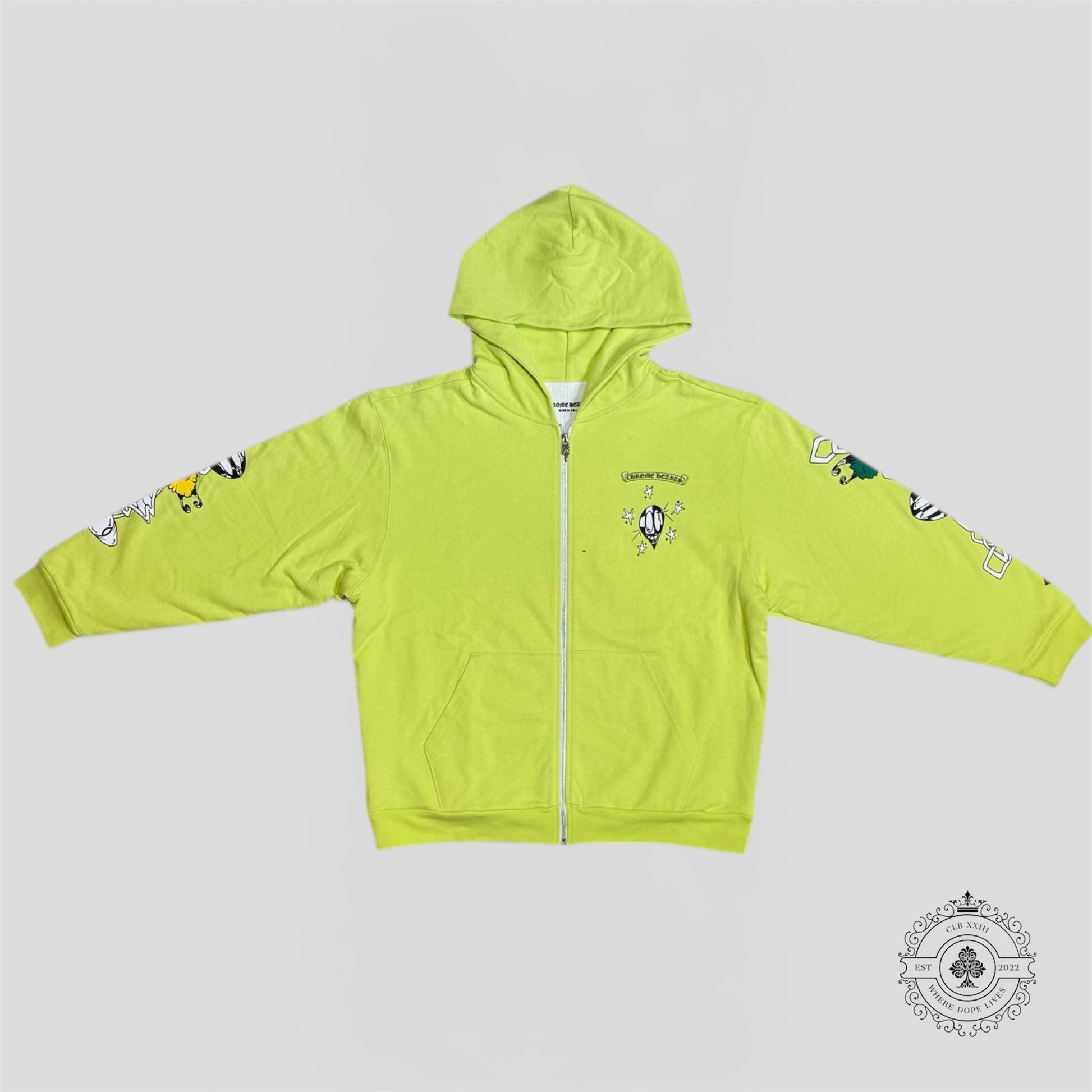 CHROME HEARTS MATTY BOY LINK ZIP UP THERMAL HOODIE (GREEN) - Lucid Soles