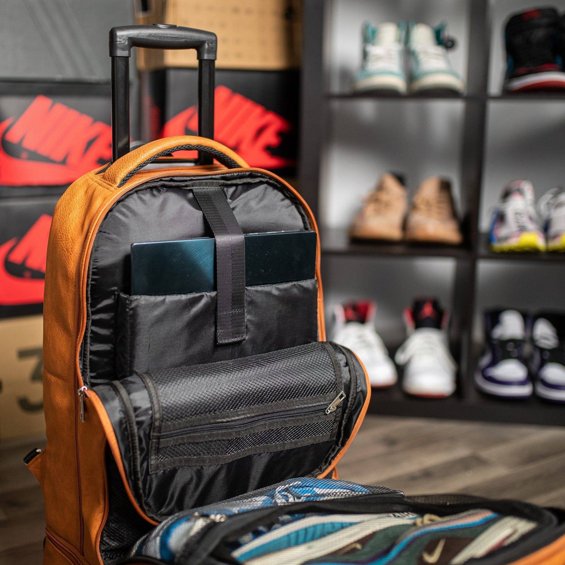 Brown Leather Roller Carry - on Set - Lucid Soles