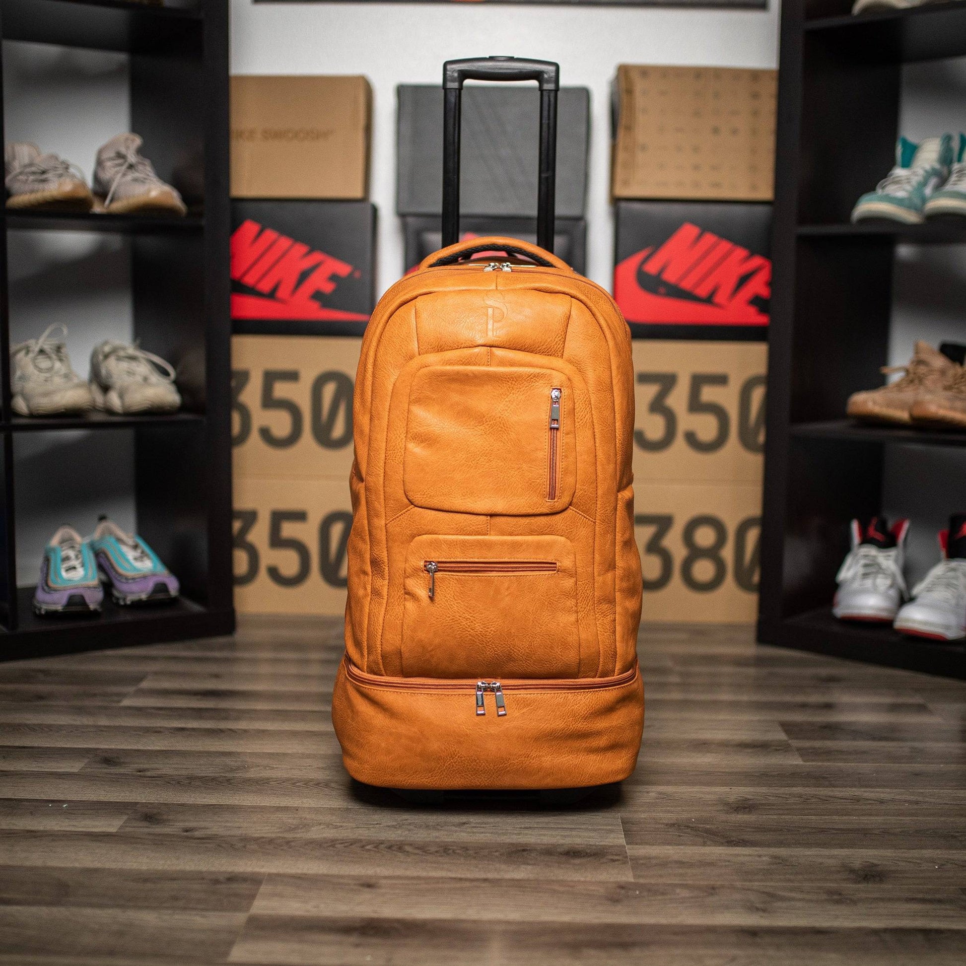 Brown Leather Roller Bag Set - Lucid Soles
