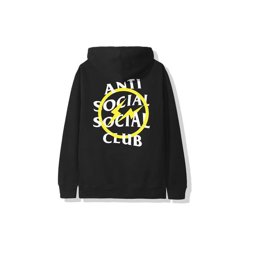 Anti Social Social Club x Fragment Yellow Bolt Hoodie (FW19) Black - Lucid Soles