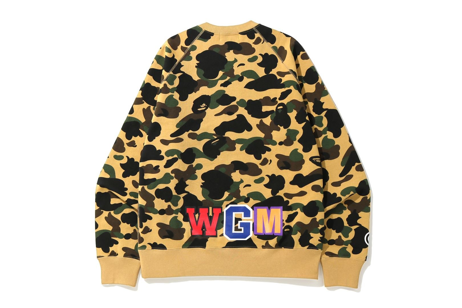 BAPE 1st Camo Printed Zip Shark Crewneck Yellow - Lucid Soles