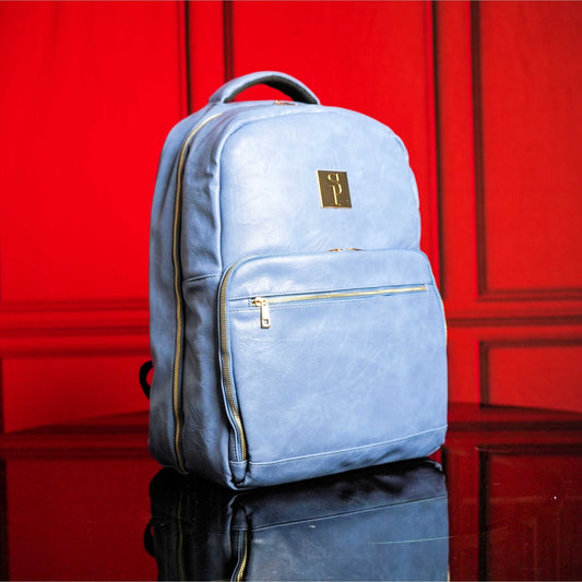 Baby Blue Leather Commuter Bag - Lucid Soles