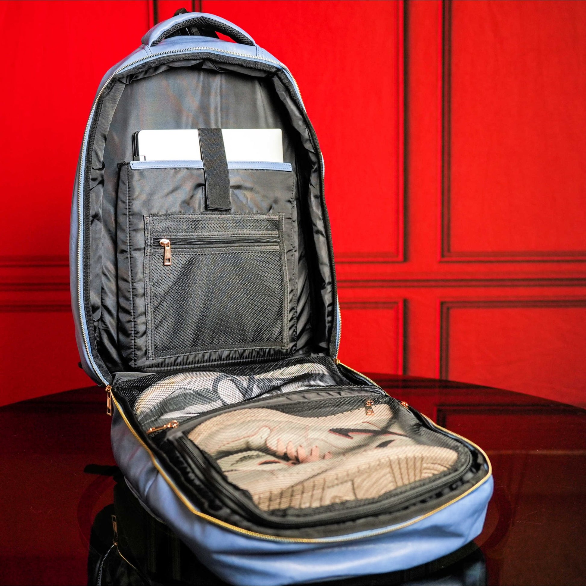Baby Blue Leather Commuter Bag - Lucid Soles