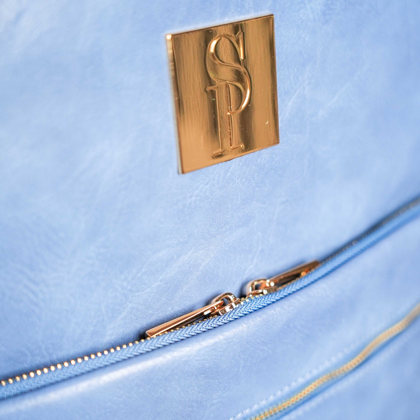 Baby Blue Leather Commuter Bag - Lucid Soles