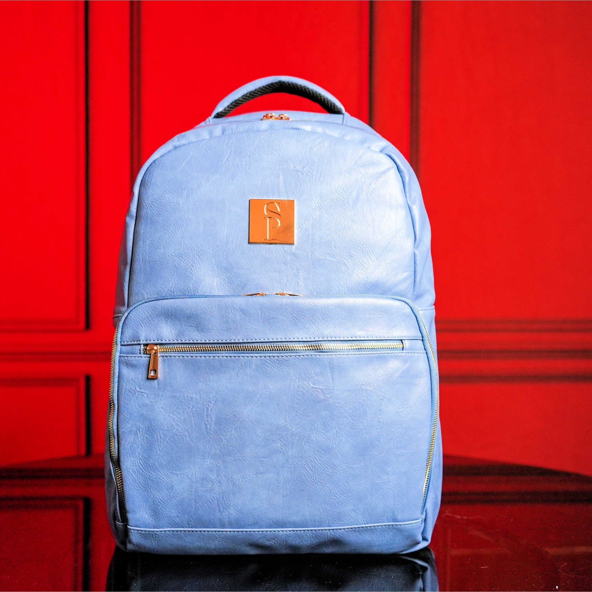 Baby Blue Leather Commuter Bag - Lucid Soles