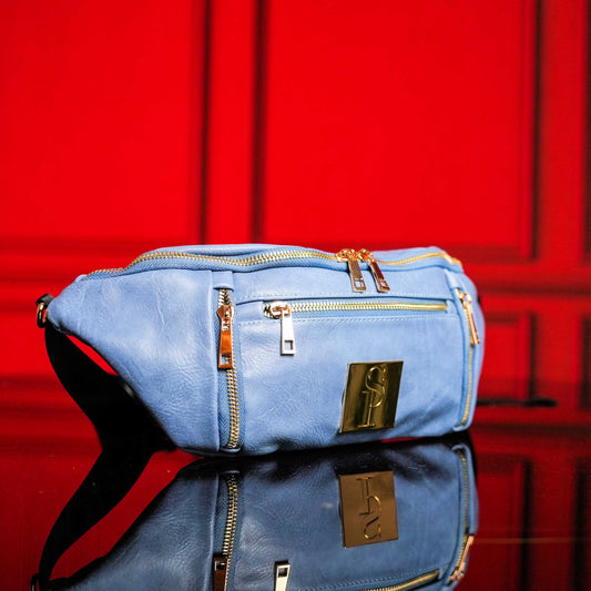 Baby Blue Leather Sling Bag - Lucid Soles