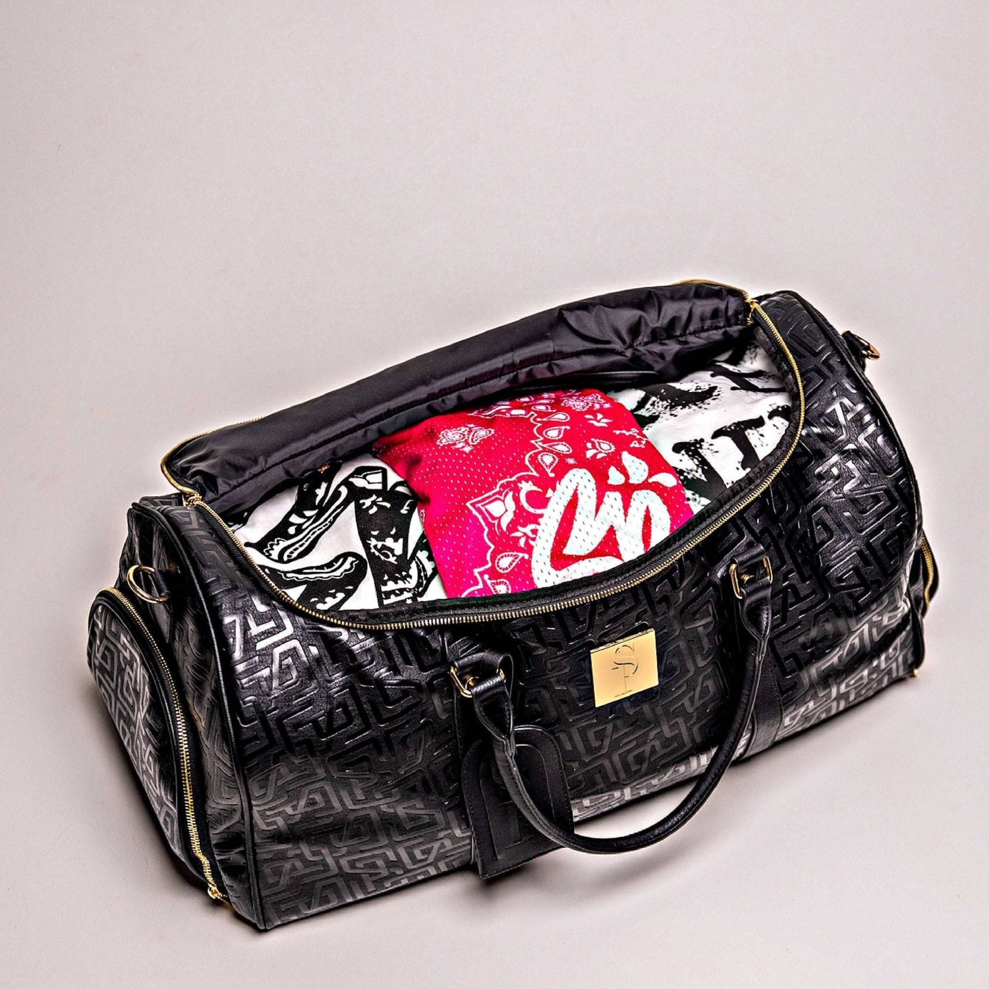 Black Monogram Leather Duffle Bag (150 Made) - Lucid Soles