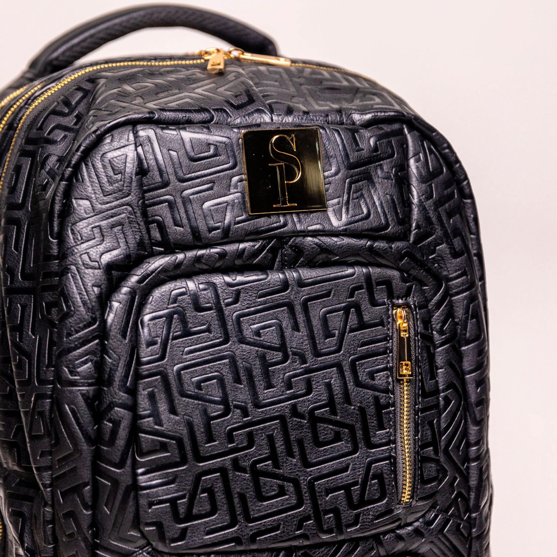 Black Monogram Leather Carry - On Backpack (Patented Signature Design) - Lucid Soles