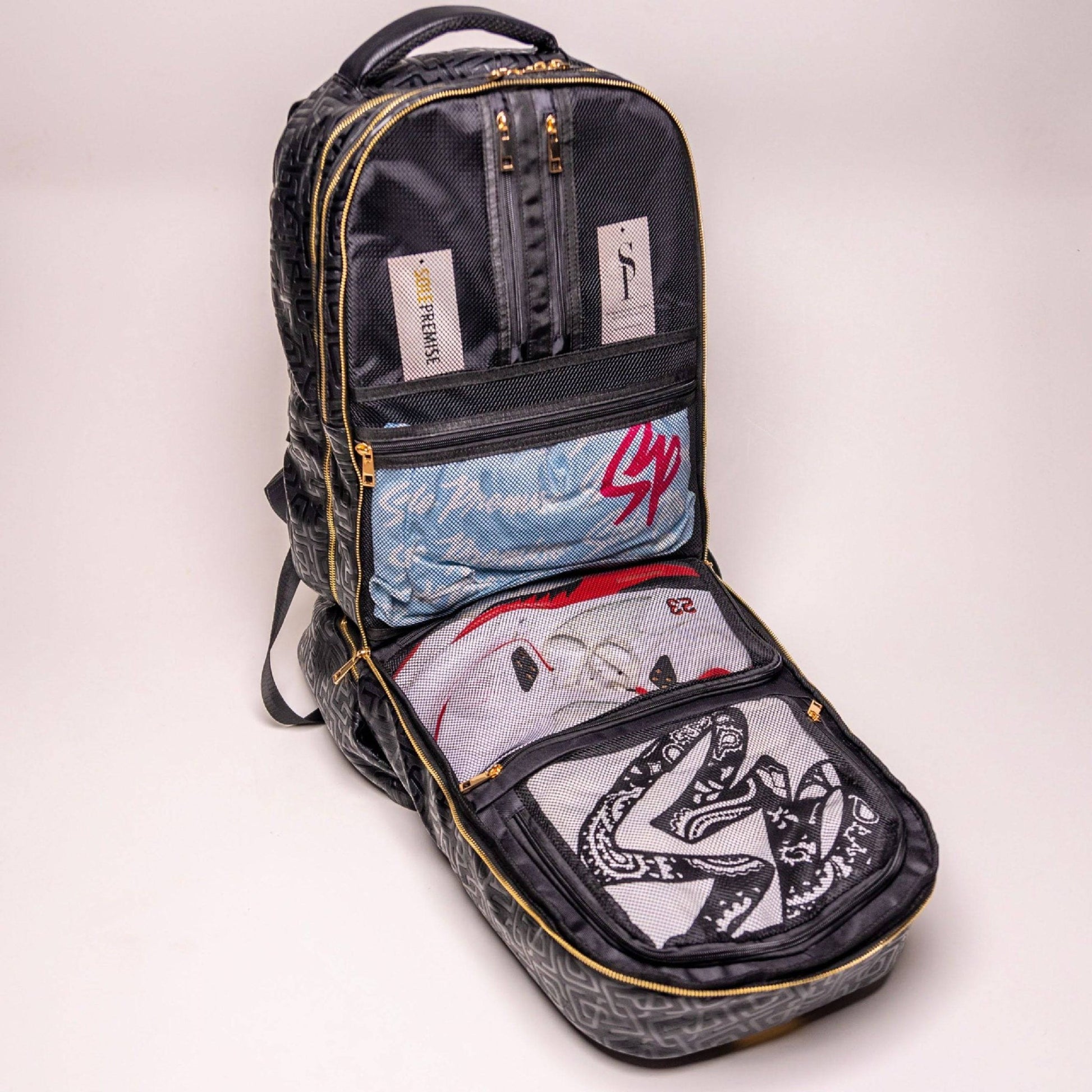 Black Monogram Leather Carry - On Backpack (Patented Signature Design) - Lucid Soles