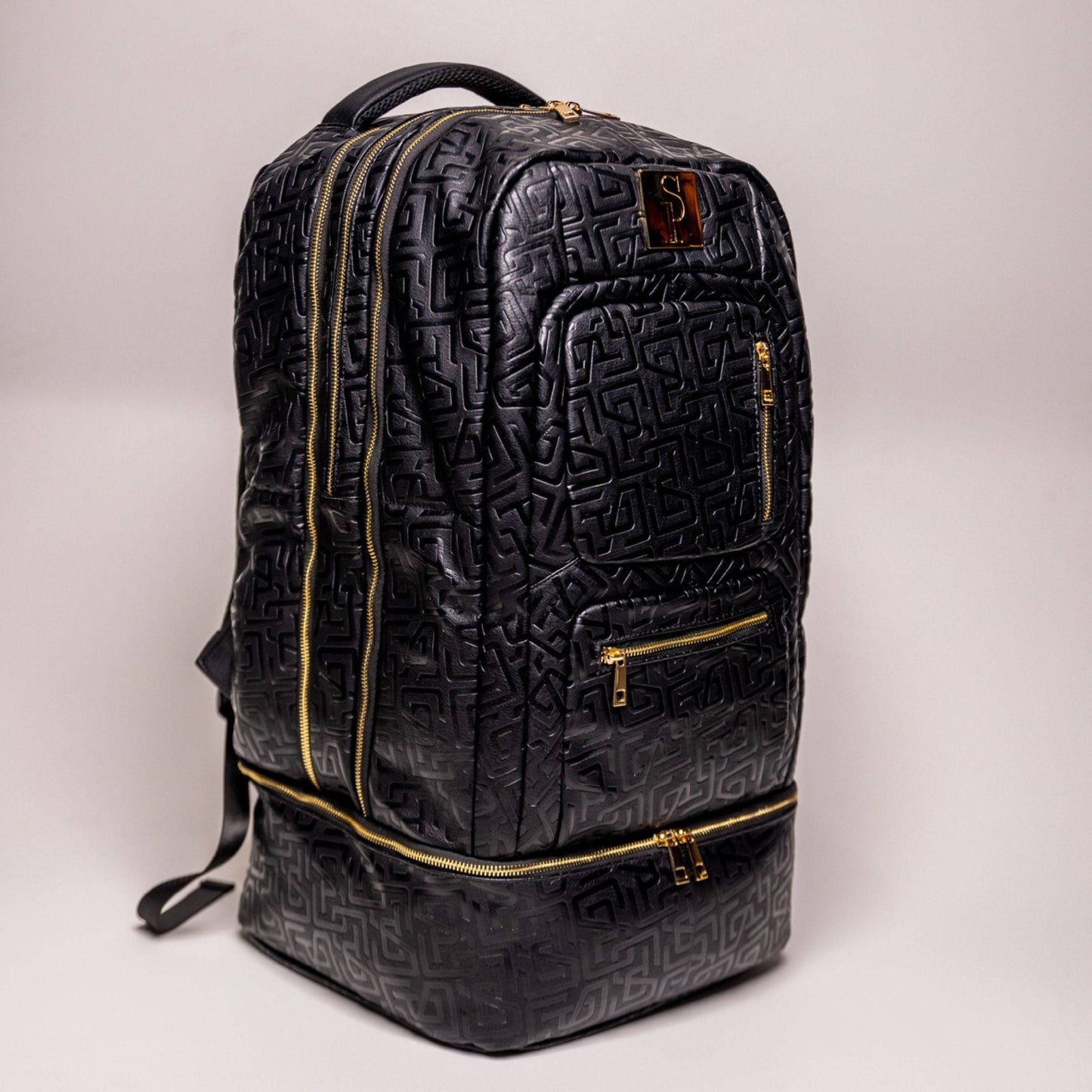 Black Monogram Leather Carry - On Backpack (Patented Signature Design) - Lucid Soles