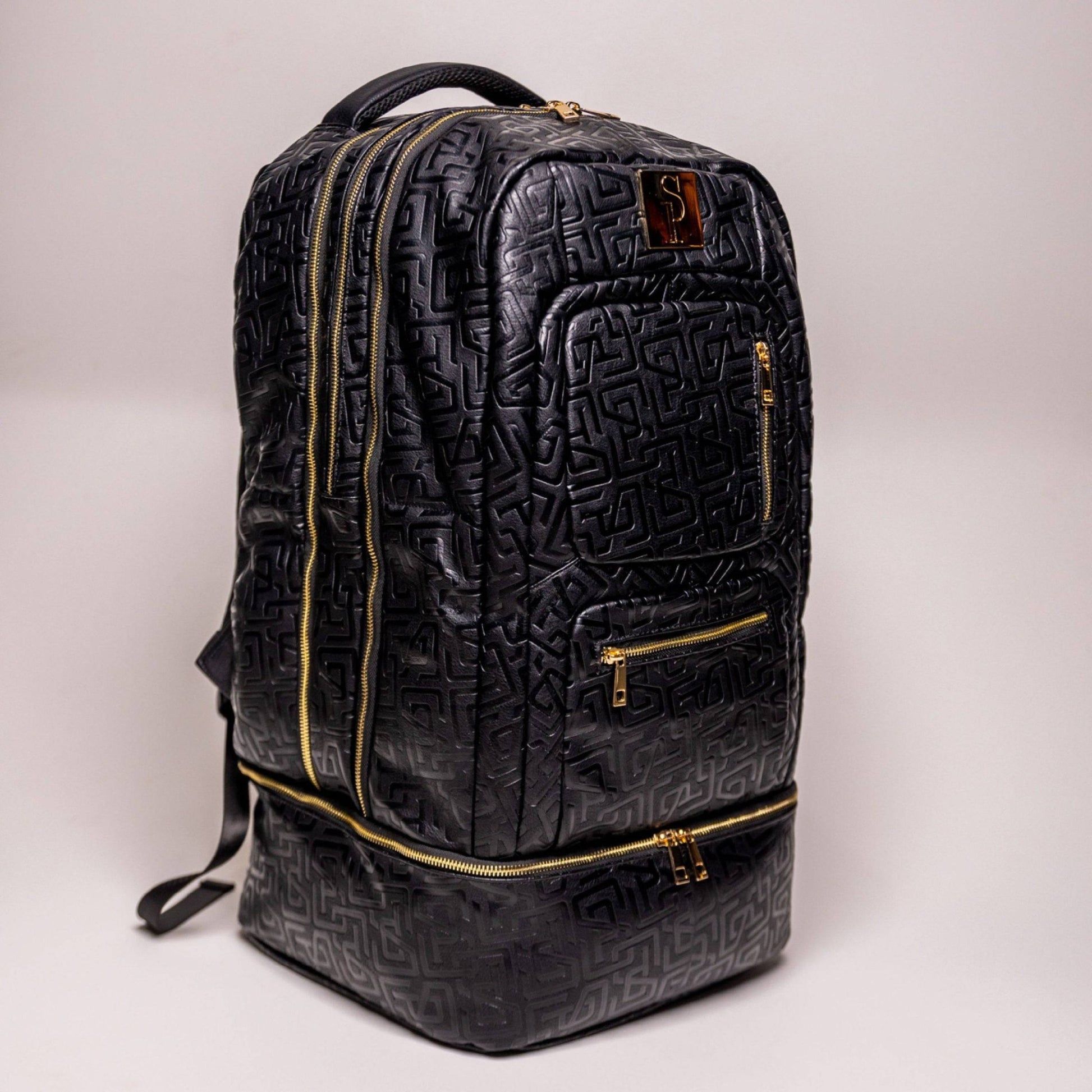 Black Monogram Leather Carry - On Backpack (Patented Signature Design) - Lucid Soles