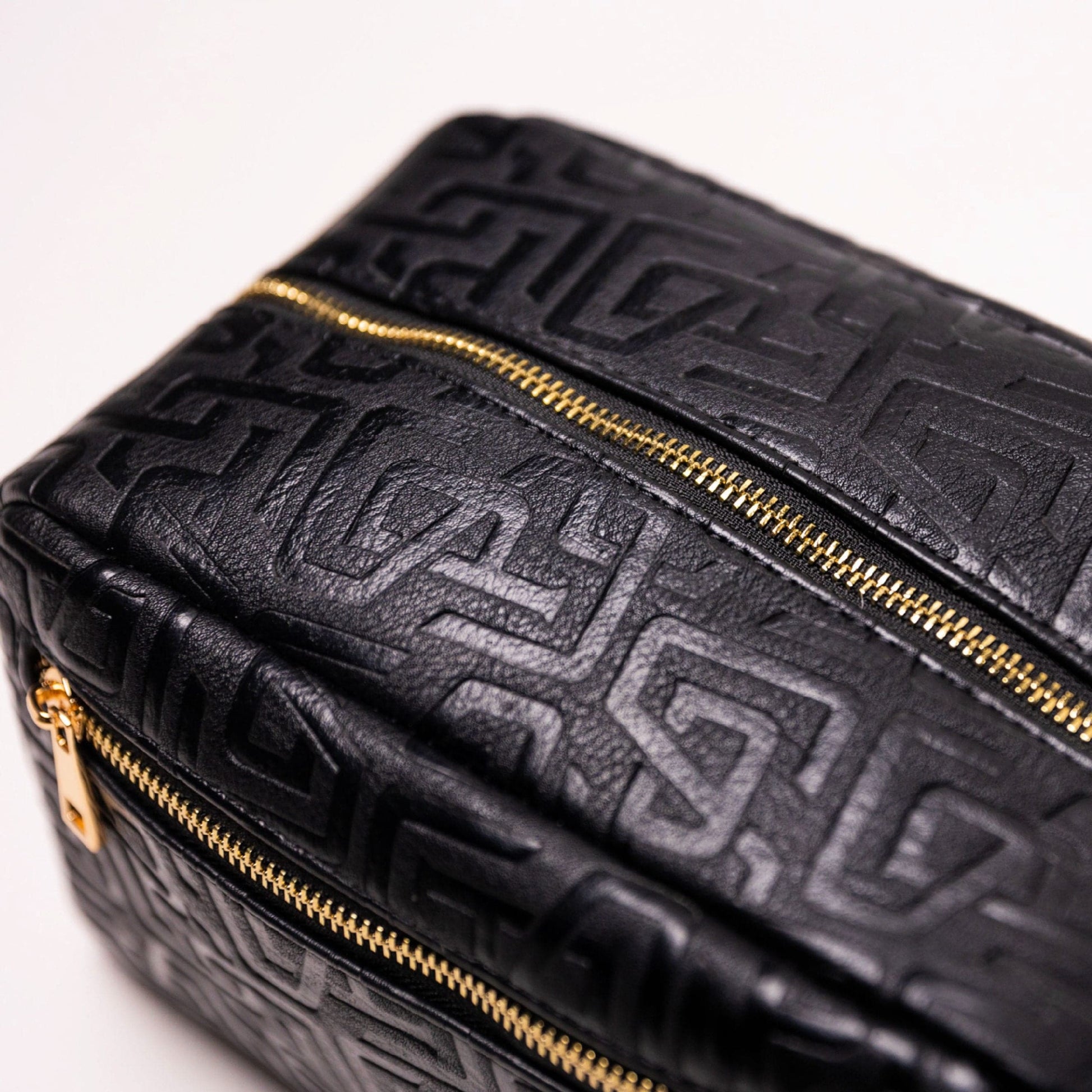 Black Monogram Leather Toiletry Bag - Lucid Soles