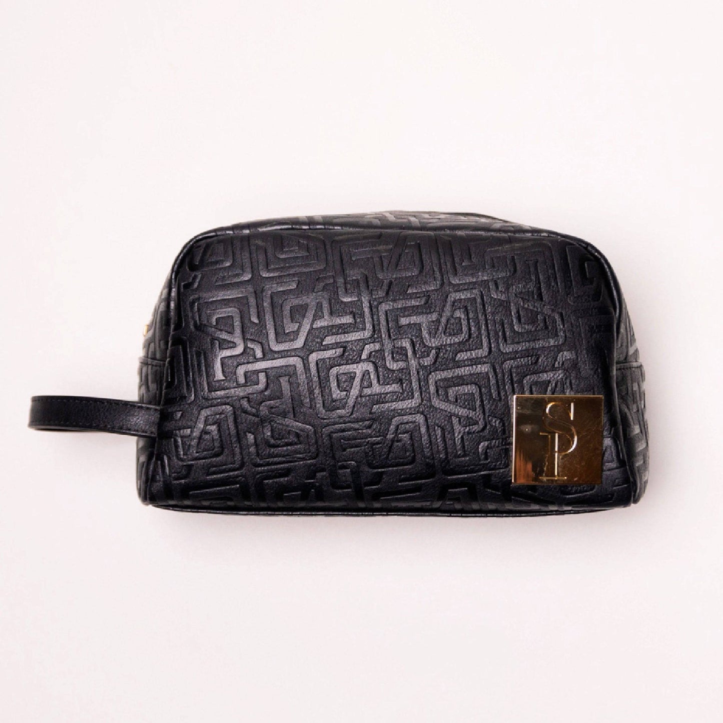 Black Monogram Leather Toiletry Bag - Lucid Soles