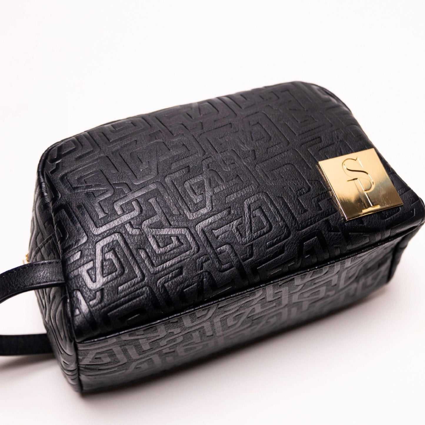 Black Monogram Leather Toiletry Bag - Lucid Soles