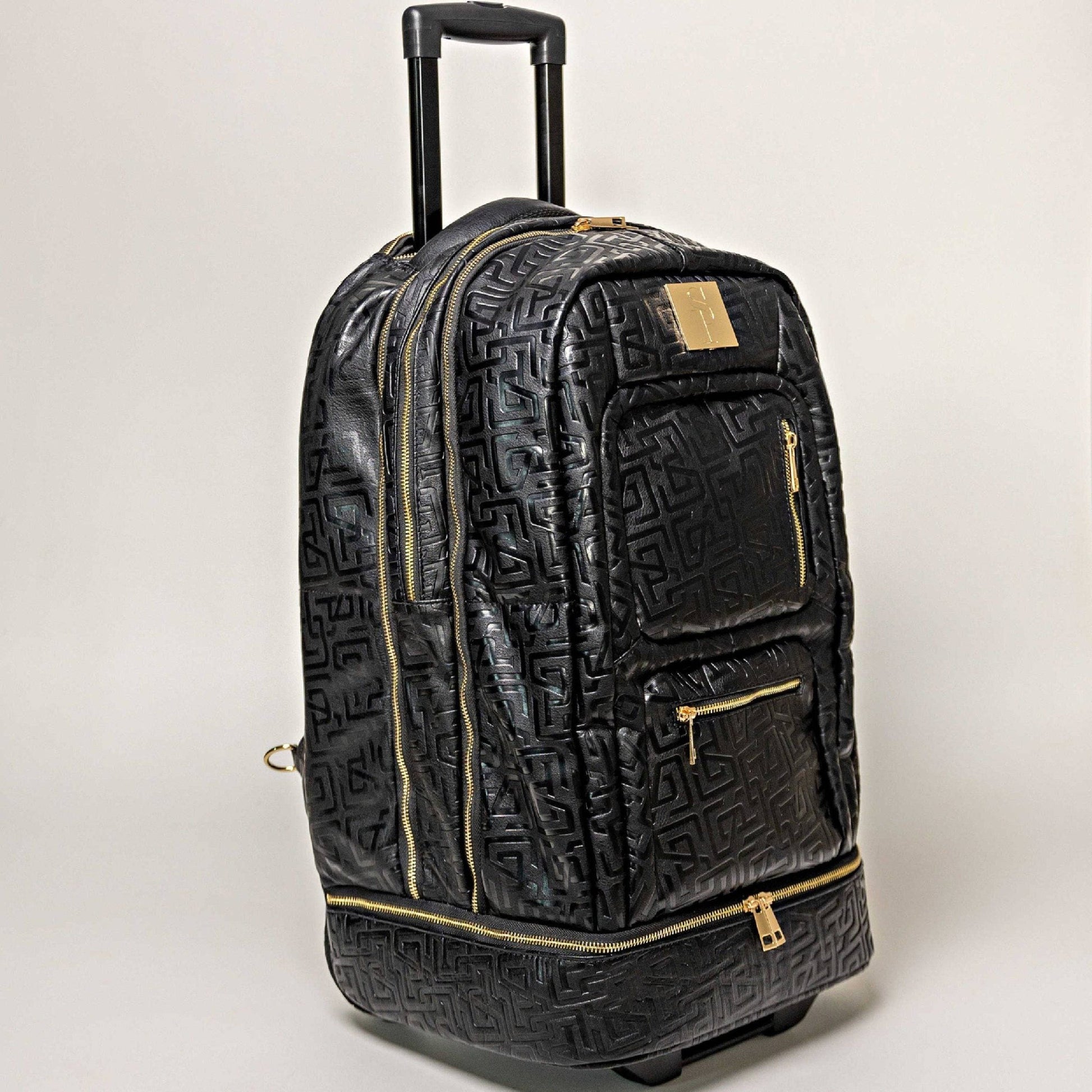 Black Monogram Leather Carry - On Roller Bag - Lucid Soles