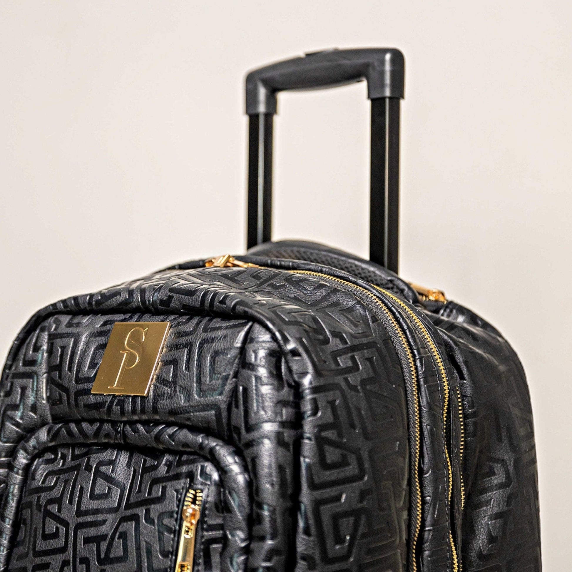 Black Monogram Leather Carry - On Roller Bag - Lucid Soles