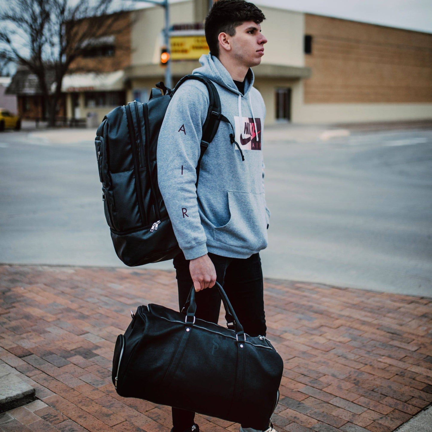 Black Leather Duffle Bag - Lucid Soles