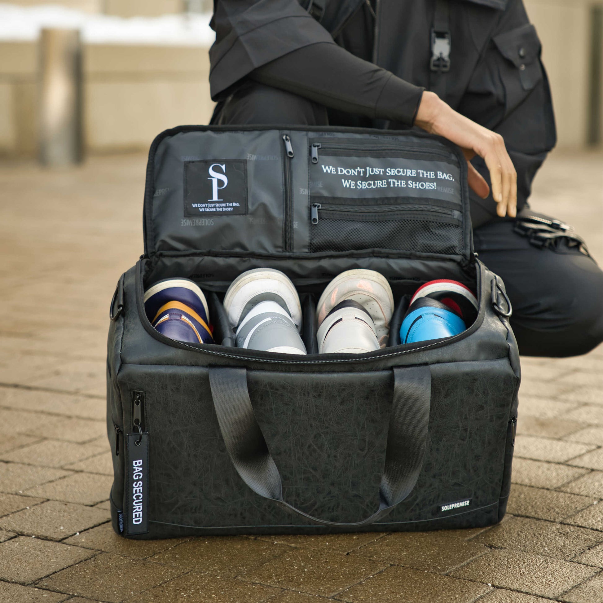 Black Leather Sneaker Duffle - Lucid Soles