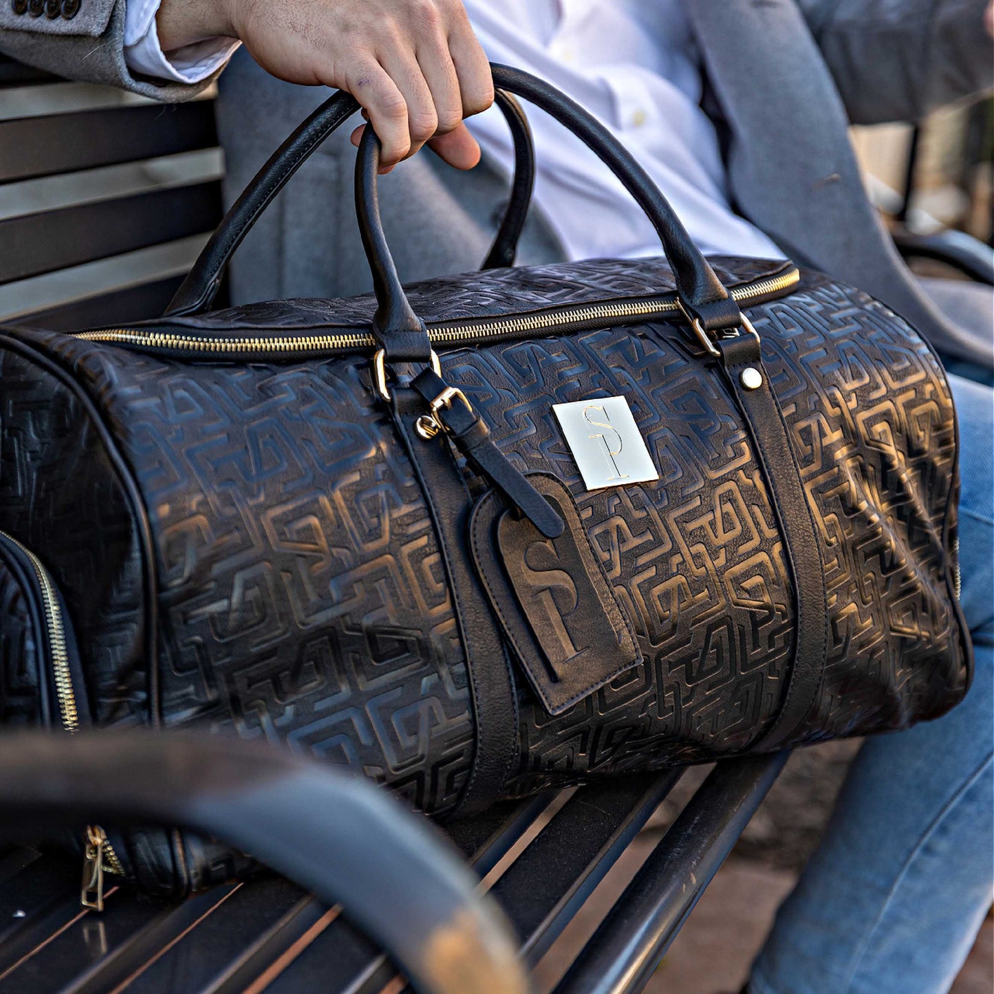 Black Monogram Leather Duffle Bag (150 Made) - Lucid Soles