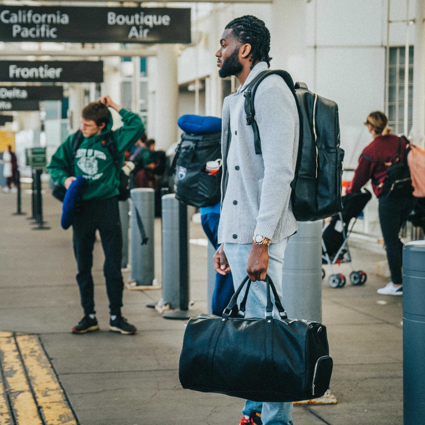 Black Leather Duffle Bag - Lucid Soles