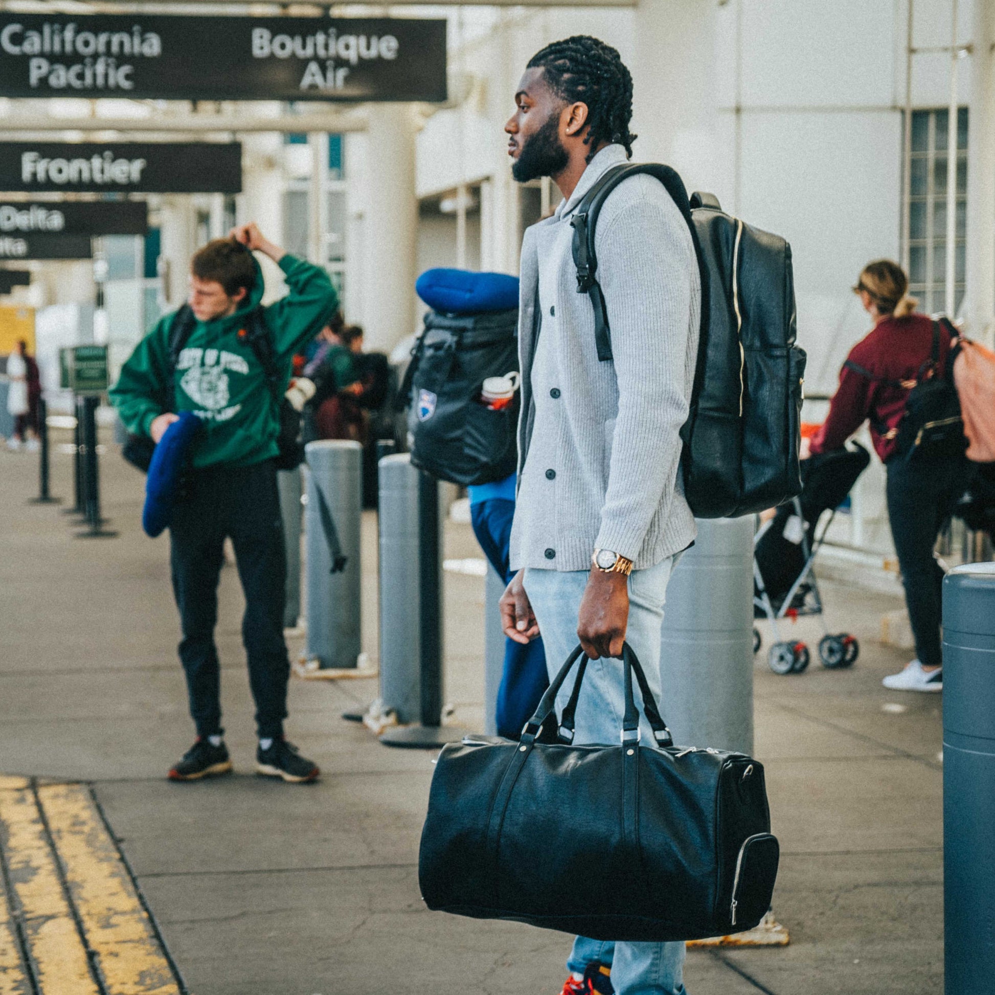 Black Leather Duffle Bag - Lucid Soles