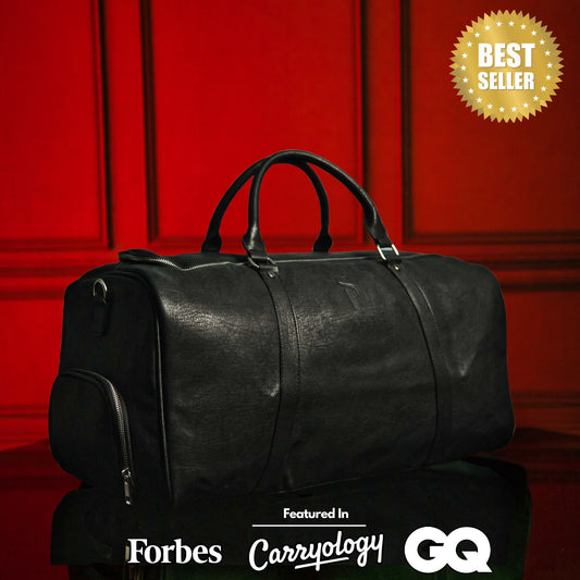Black Leather Duffle Bag - Lucid Soles