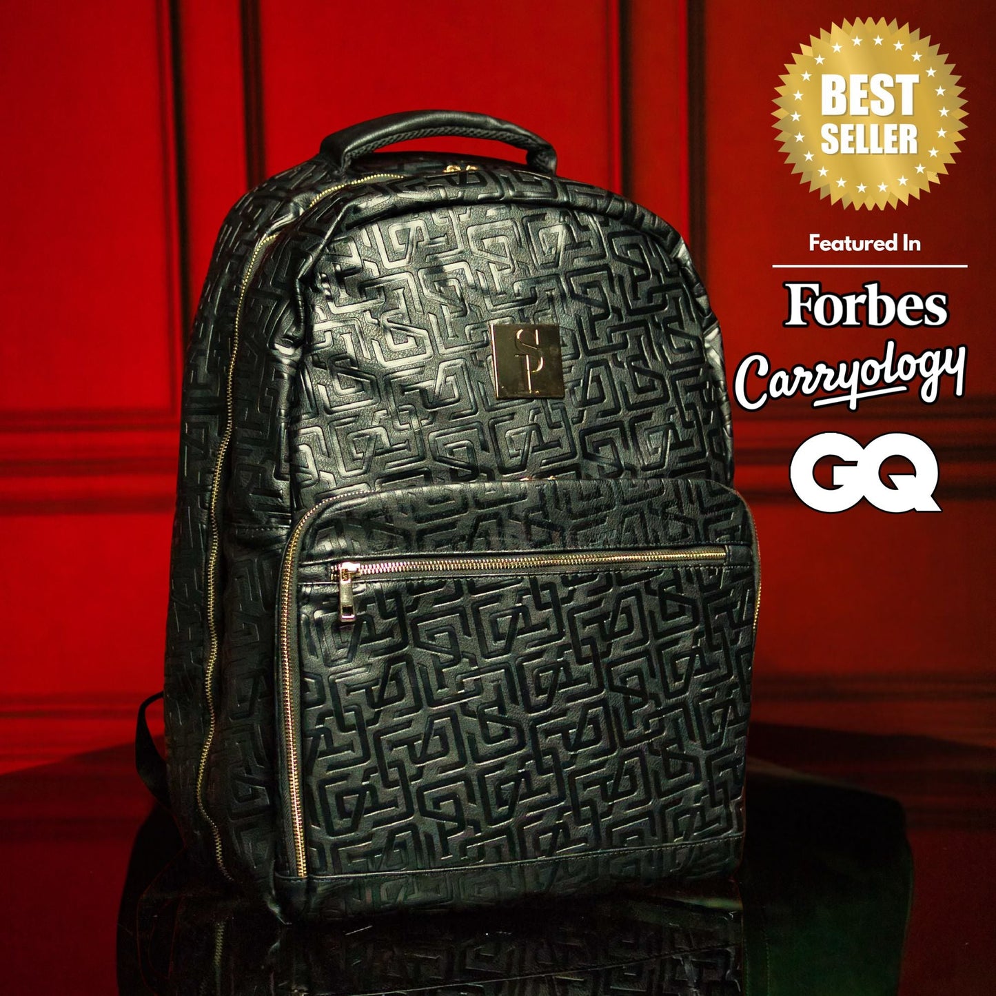 Black Monogram Leather Commuter Bag - Lucid Soles
